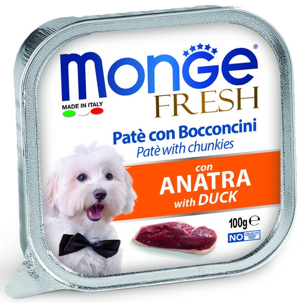 Влажный корм Monge Dog Fresh для собак, с уткой, консервы 100 г