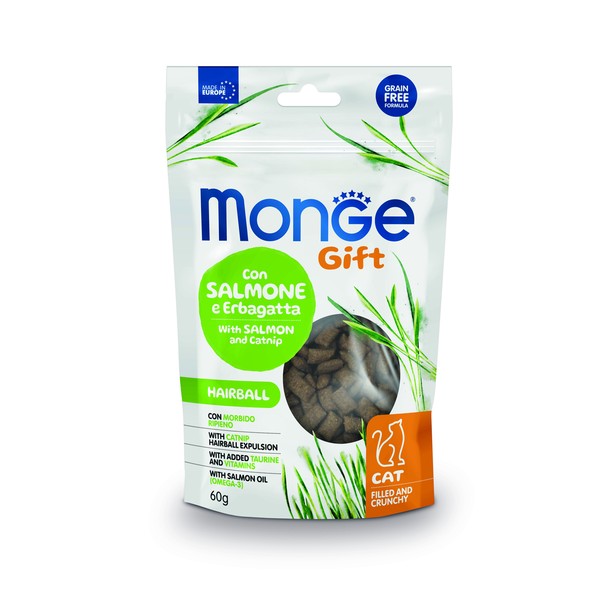 Купить Лакомство Monge Gift Hairball для кошек "Хрустящие подушечки с ...