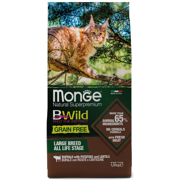 Купить Сухой корм Monge Cat BWild GRAIN FREE для котят и крупных