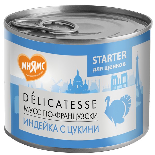 Купить Влажный корм Мнямс Деликатес СТАРТЕР Паштет из индейки с цукини ...