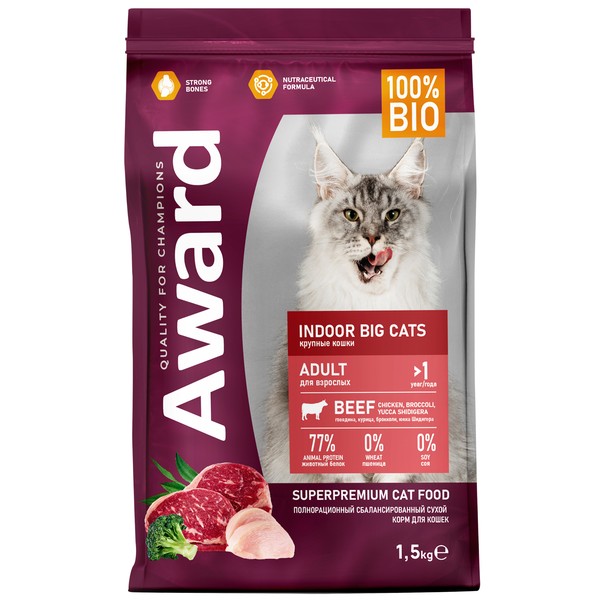 Купить Сухой корм AWARD Indoor Big cats для взрослых домашних кошек ...
